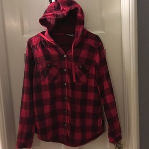 Columbia plaid button down / hoody